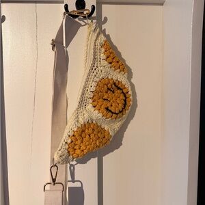Crochet Shoulder Bag with Smiley Face Design